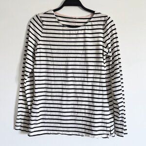 Boden Classic Ella Long Sleeve Breton Top Black Ivory Stripe Size 8